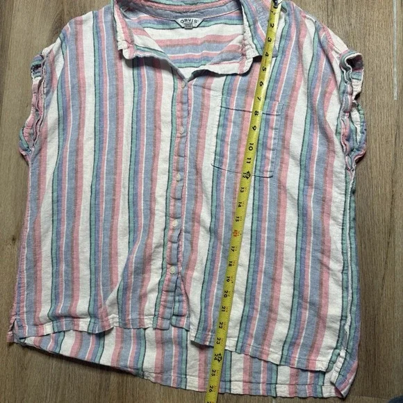 Orvis Women's Linen Blend Short Sleeve Top Button Front Shirt XL - Picture 7 of 8